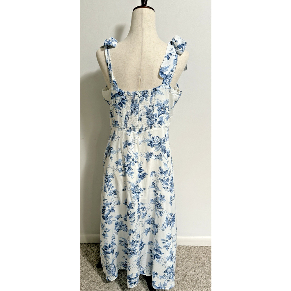 Billy J Alessandra Tie Up Midi Dress - Blue Floral - Size 16 - Tie Strap - Picture 7 of 15
